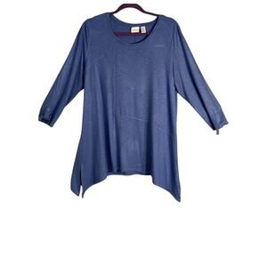 Chicos Zenergy Top Size M Chicos Size 2 Blue Relaxed Fit Tunic Comfort Stretch